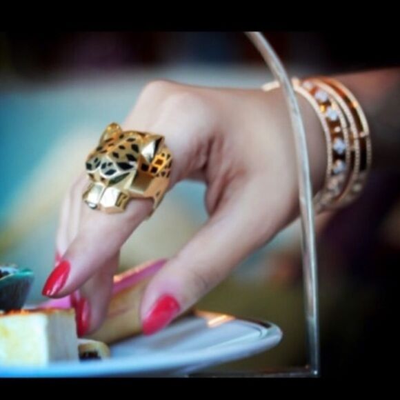 New! FP Panthere Gold Plated Cocktail Statement Ring - Picture 1 of 16